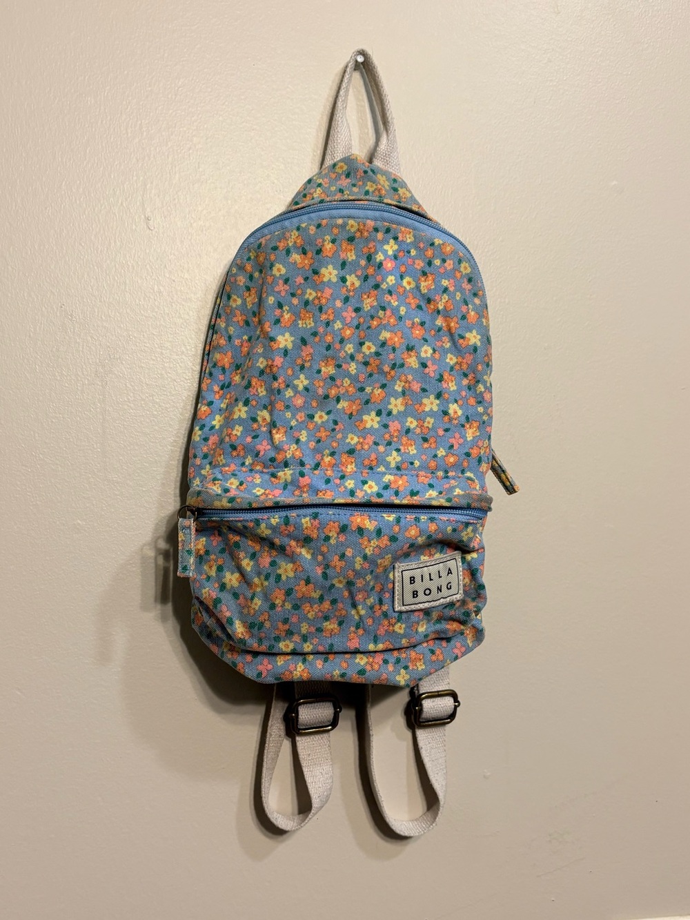 Billabong Mini BackPack Blue & Pink Floral Pattern Women’s Shoulder Bag